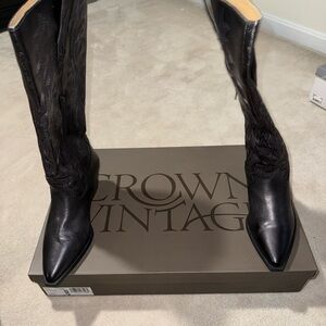 Crown Vintage Metallic Black Heeled Boots